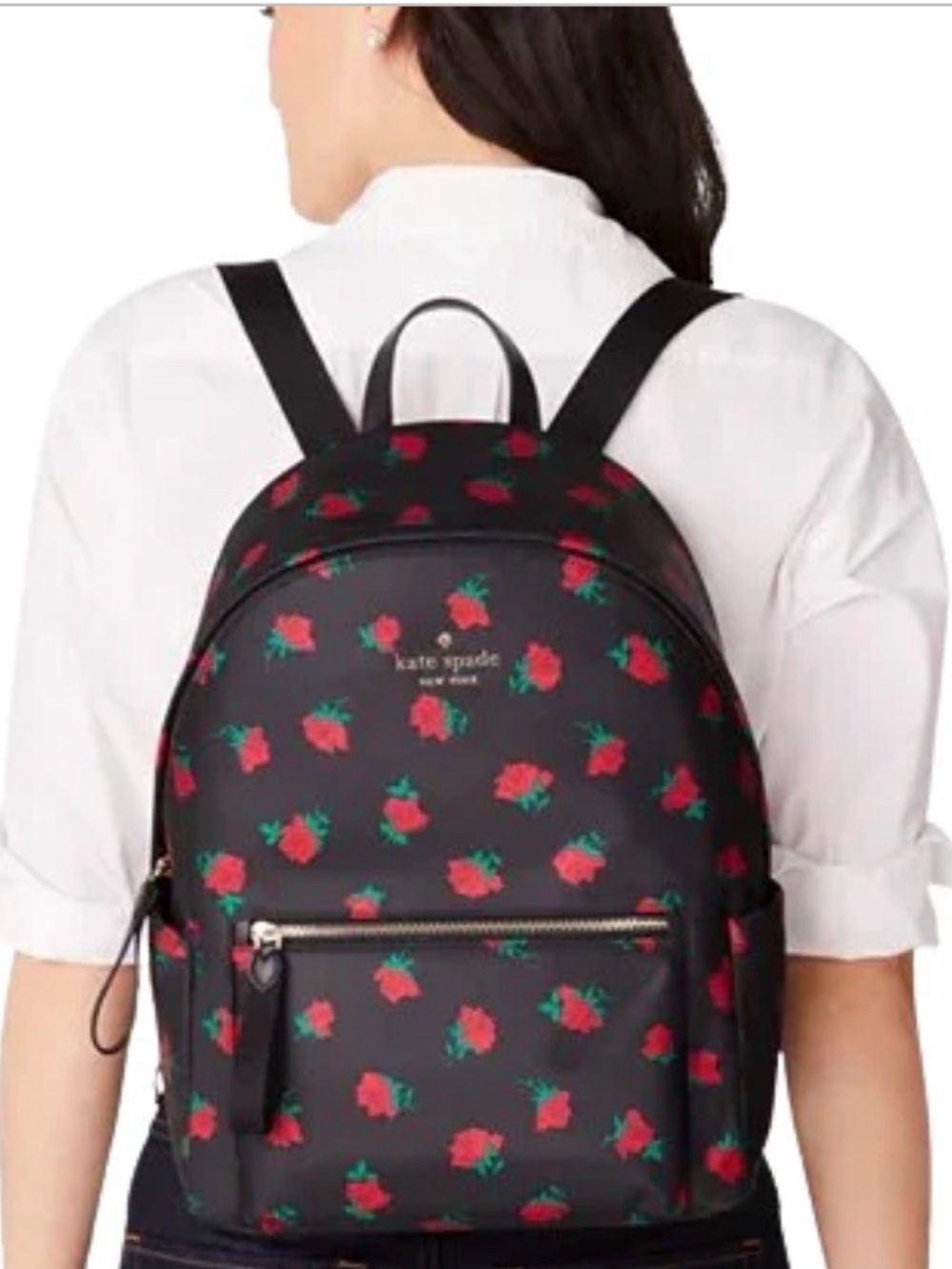 Kate Spade New York Black Rose Toss Large Backpack - Picture 5 of 10
